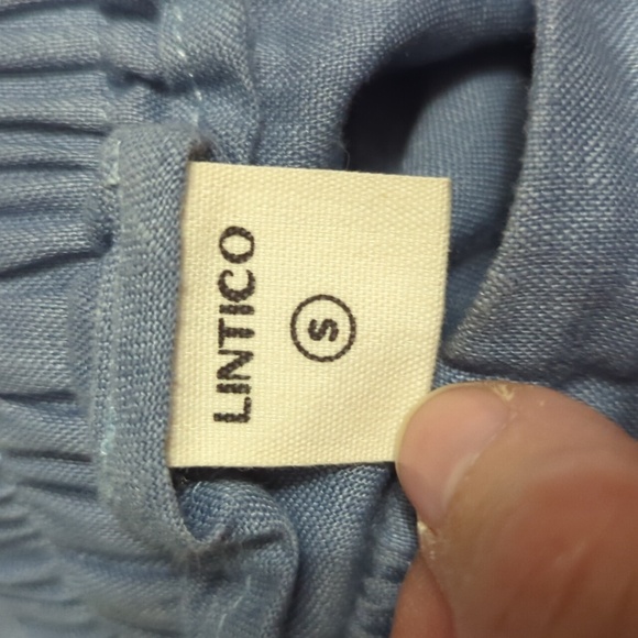 Lintico 100% Linen Blue Midi Skirt with Pockets Cottagecore Sz Small - Picture 7 of 9